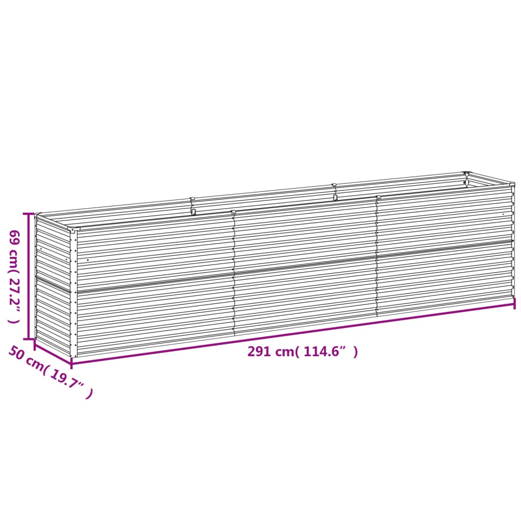 Garden Raised Bed 291x50x69 cm Corten Steel