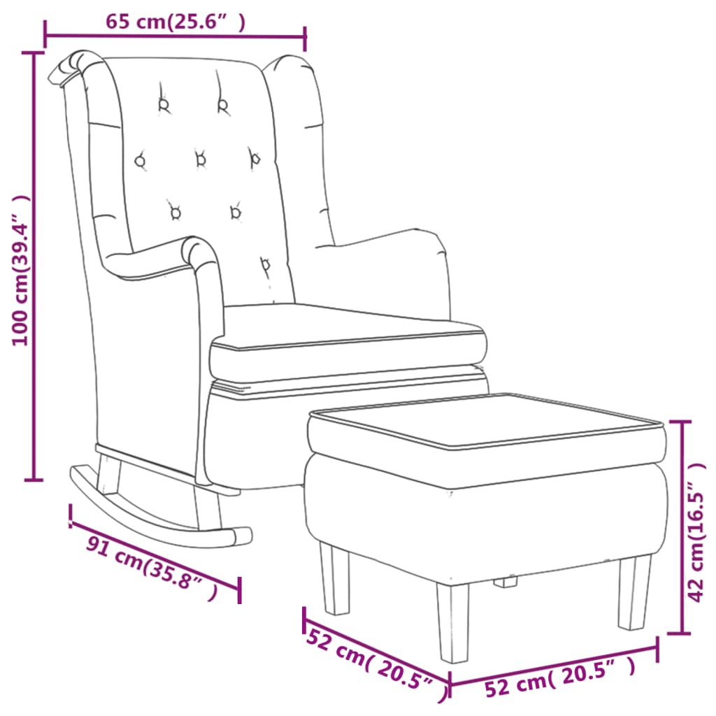 Armchair with Rocking Legs and Stool Light Grey Fabric