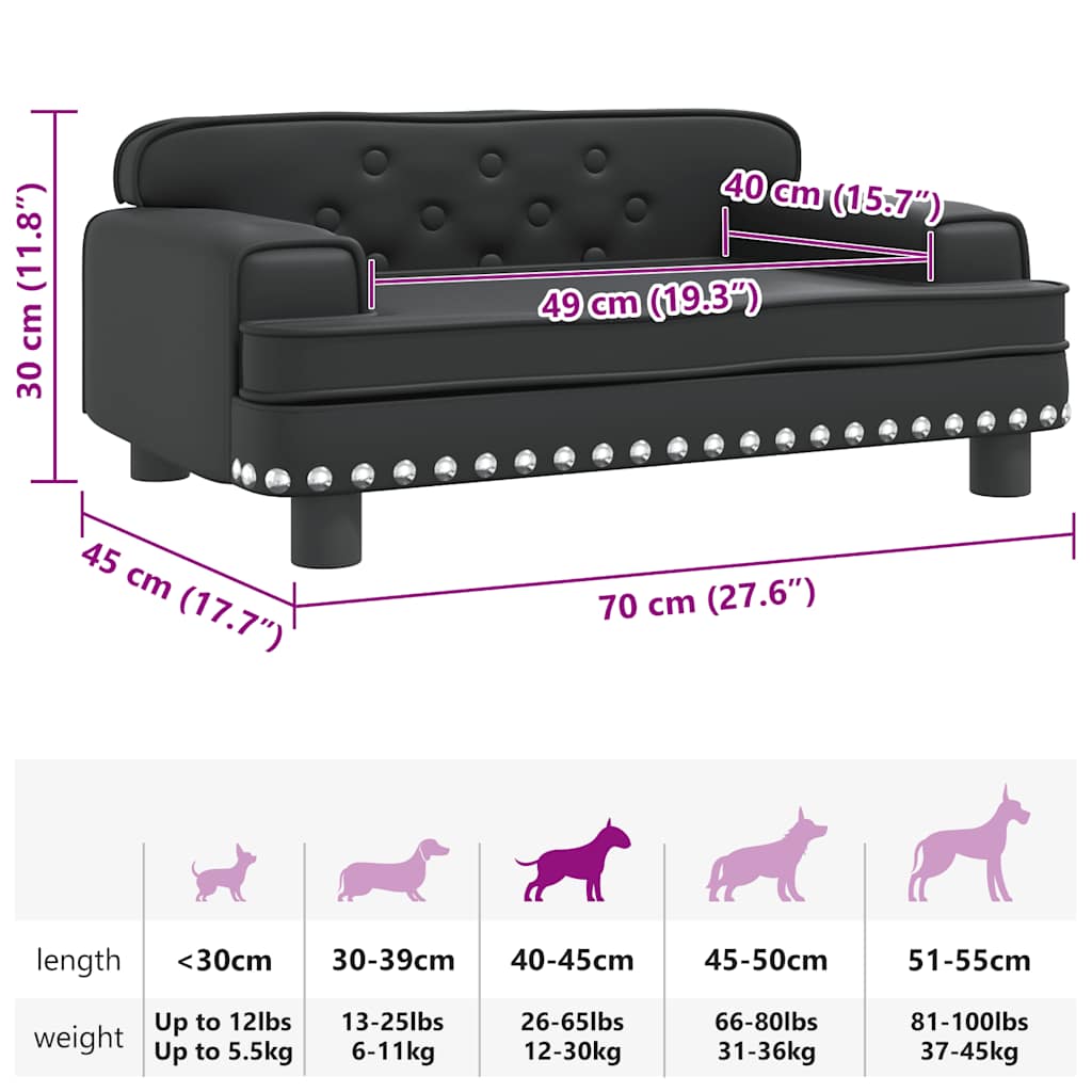 Dog Bed Black 70x45x30 cm Faux Leather
