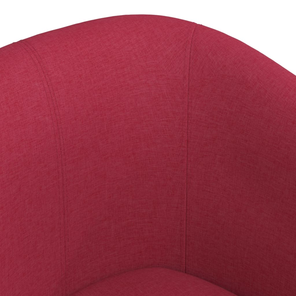 Tub Chair with Footstool Wine Red Fabric
