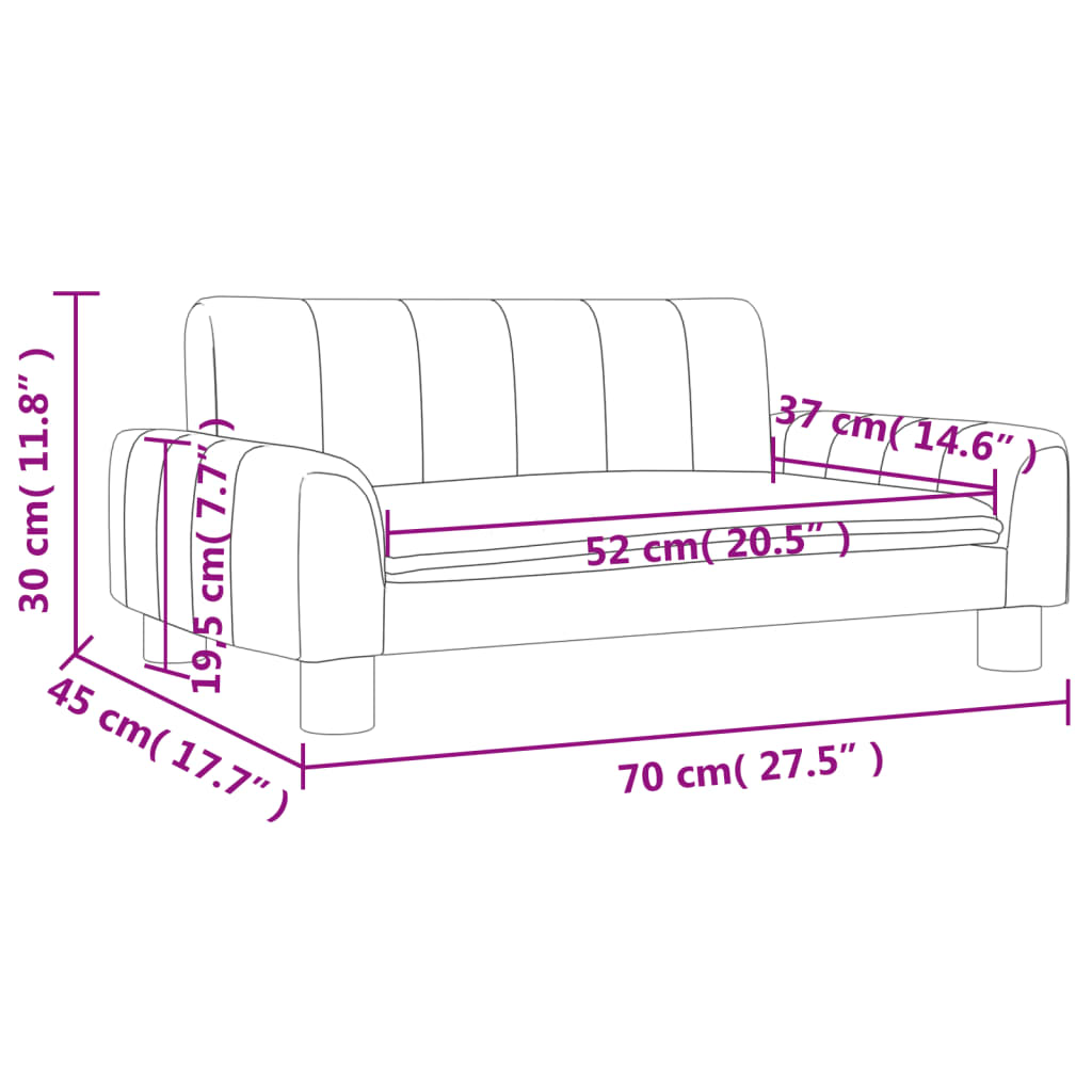 Kids Sofa Dark Grey 70x45x30 cm Fabric