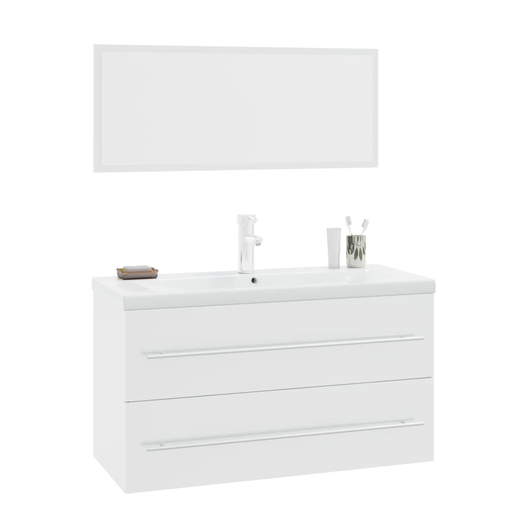 3 Piece Bathroom Furniture Set High Gloss White