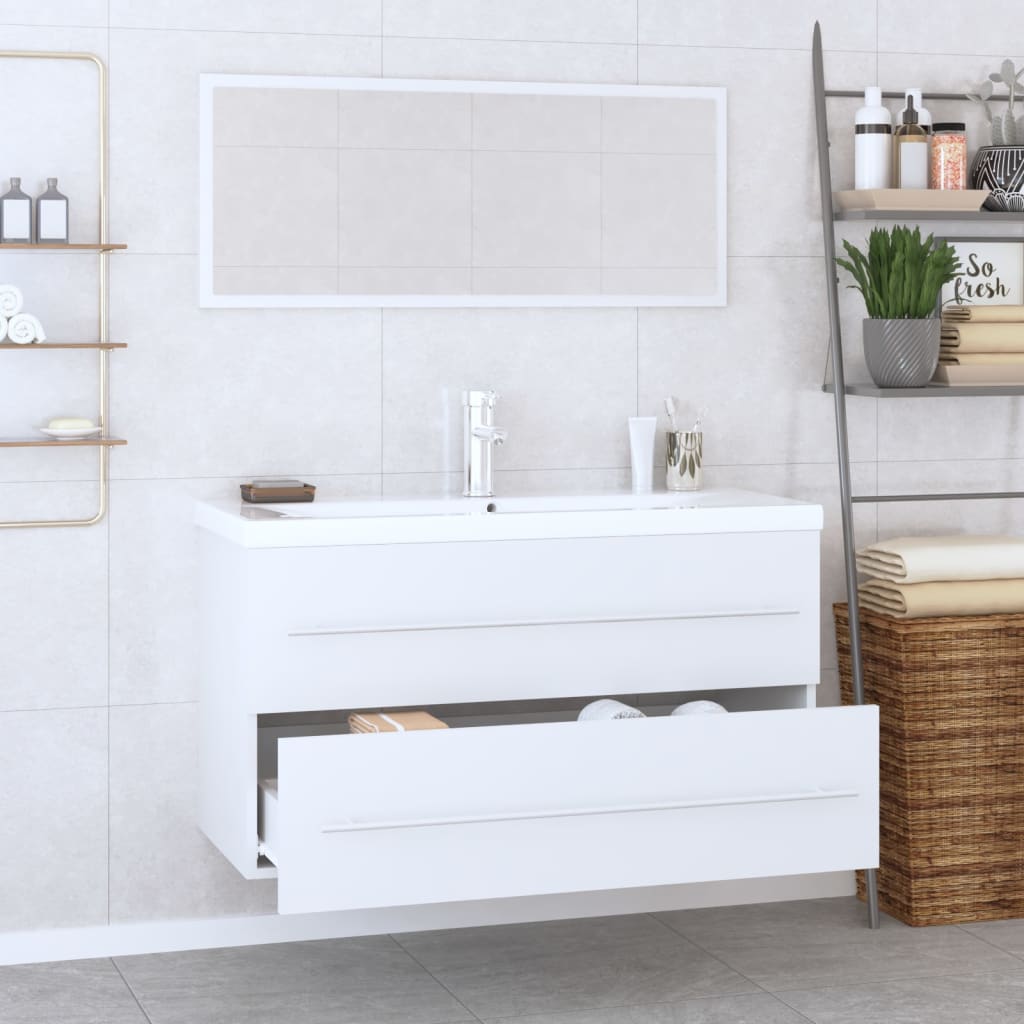 3 Piece Bathroom Furniture Set High Gloss White