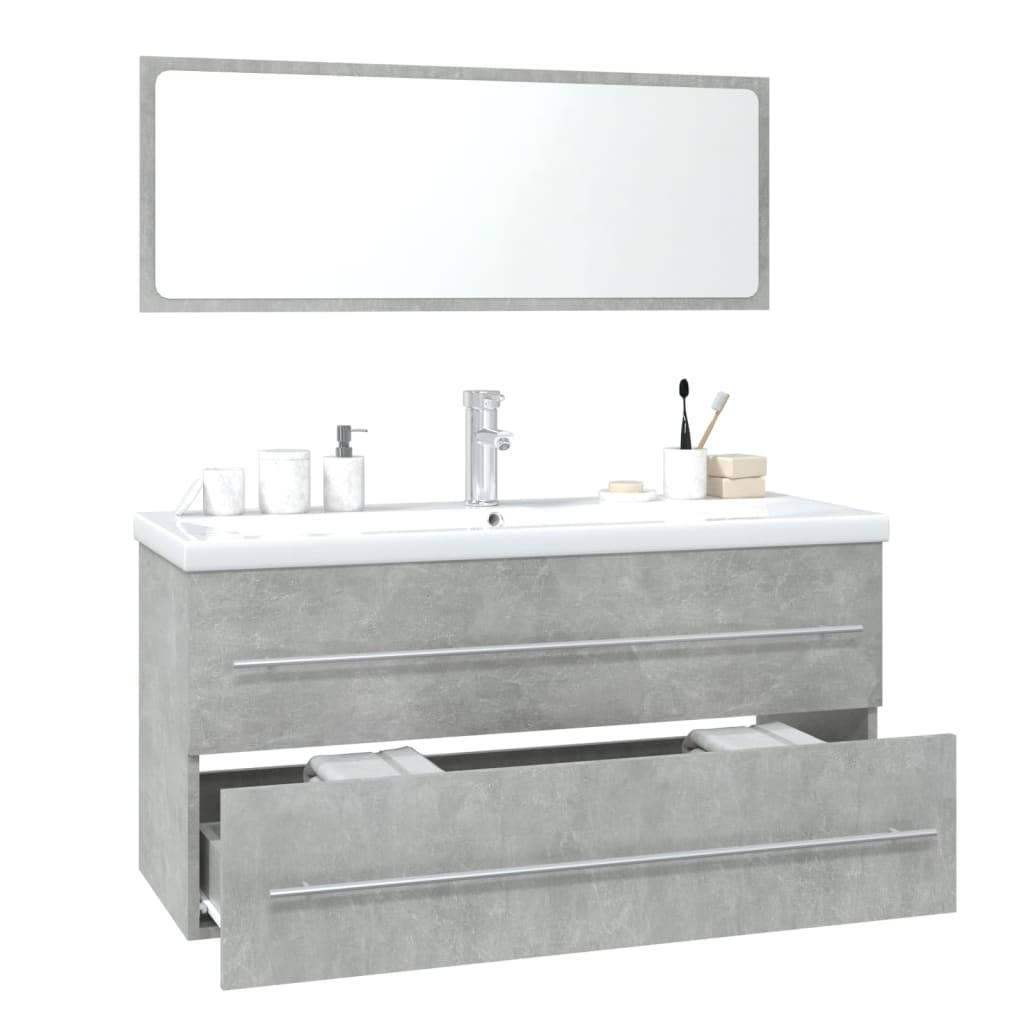 Bathroom Furniture Set Concrete Grey Engineered Wood