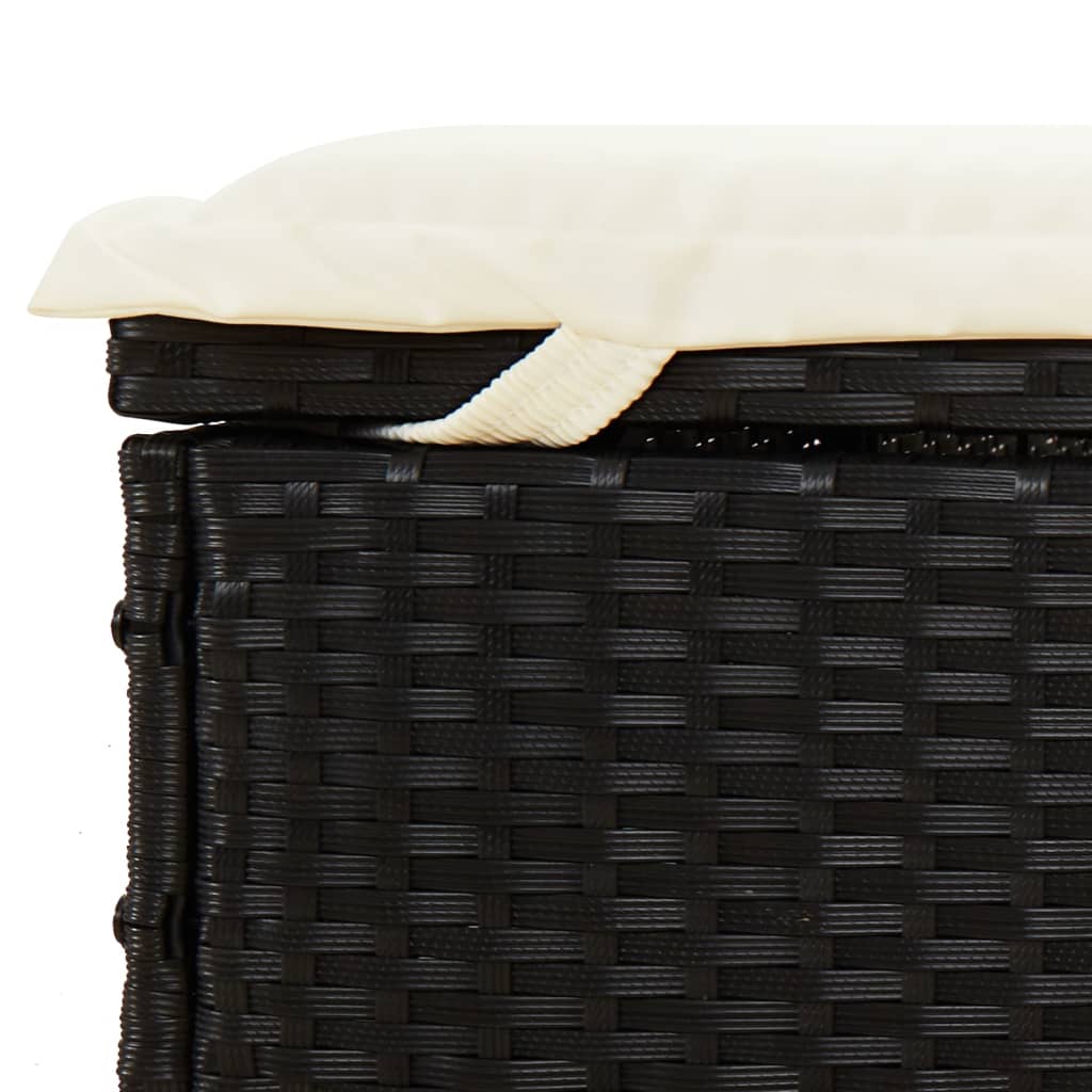 Sunbed with Foldable Roof Black 213x63x97 cm Poly Rattan