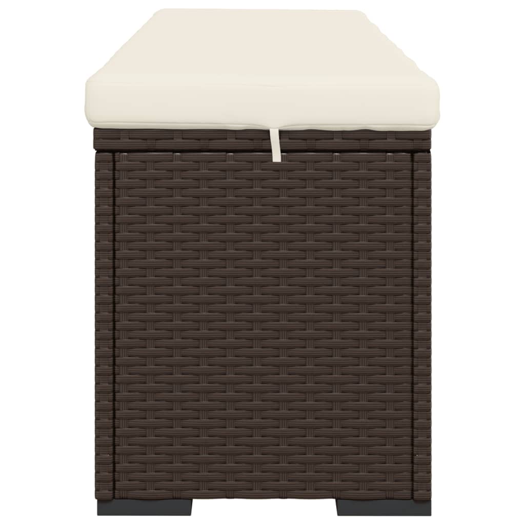 Ottoman Bench with Cushion Brown 110x30x40 cm Poly Rattan