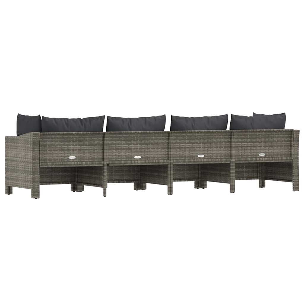 4 Piece Garden Lounge Set with Cushions Grey Poly Rattan