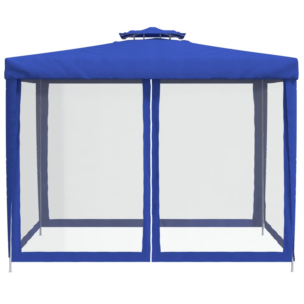 Gazebo with Double Roof Blue 3x3x2.68 m Fabric