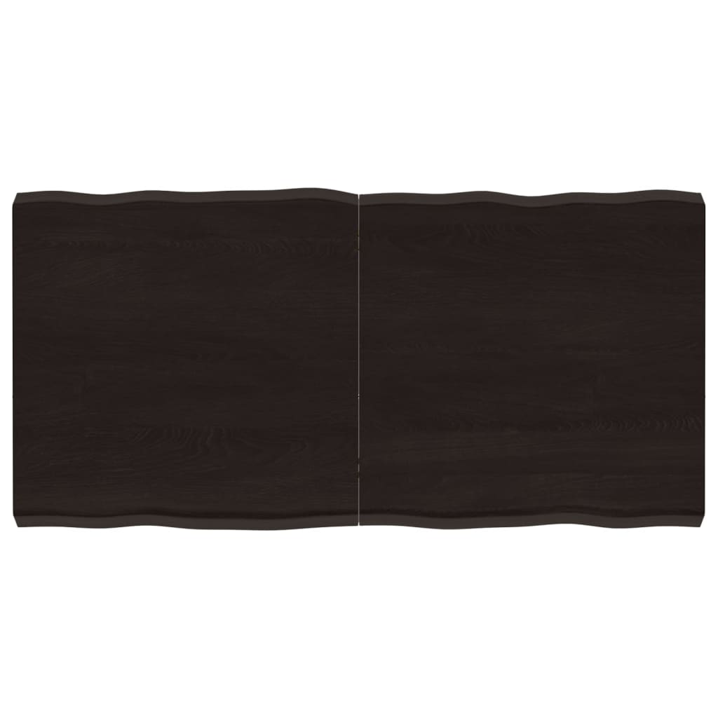 Table Top Dark Brown 120x60x(2-6) cm Treated Solid Wood Live Edge