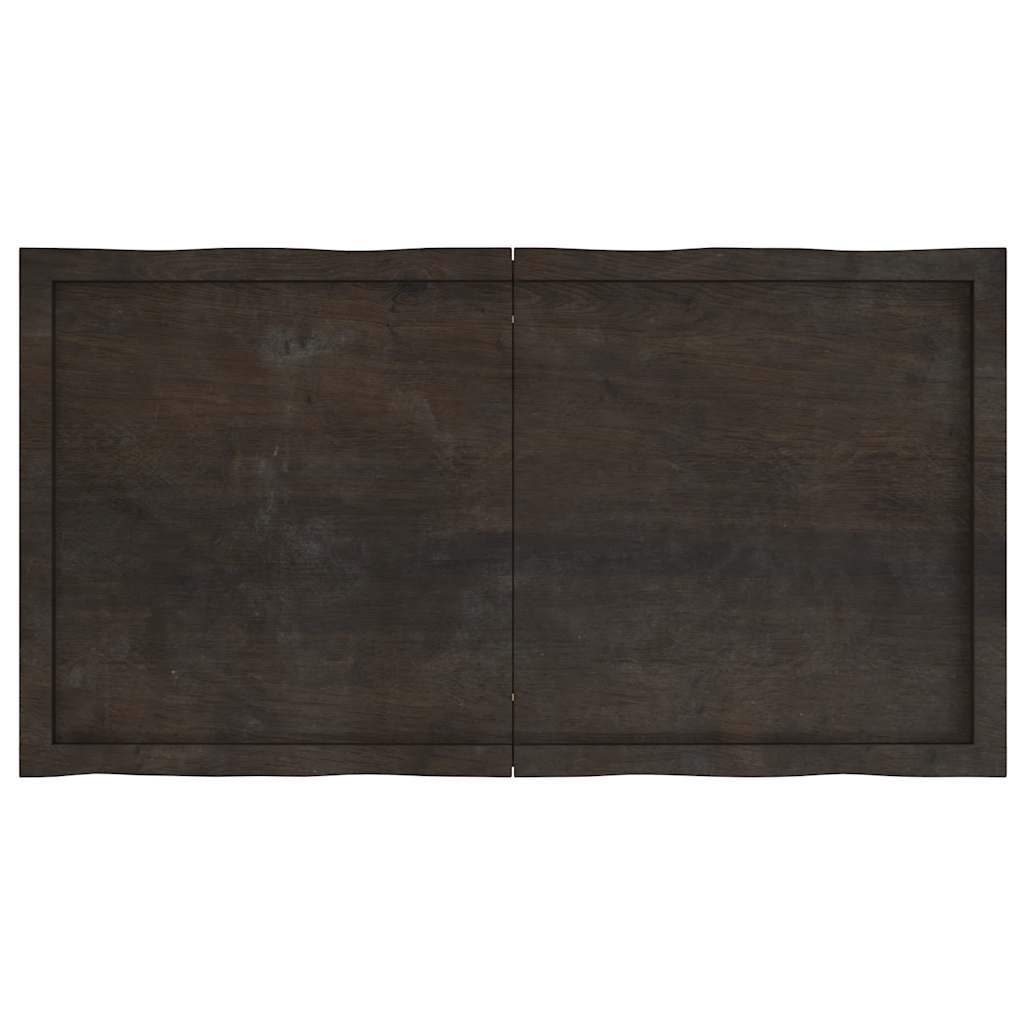 Table Top Dark Brown 120x60x(2-6) cm Treated Solid Wood Live Edge