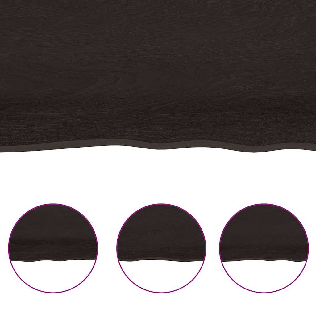 Table Top Dark Brown 160x60x(2-4) cm Treated Solid Wood Live Edge