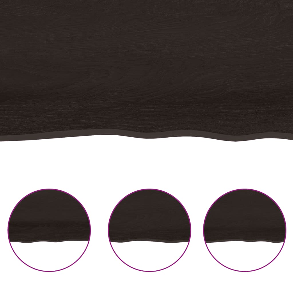 Table Top Dark Brown 160x60x(2-4) cm Treated Solid Wood Live Edge