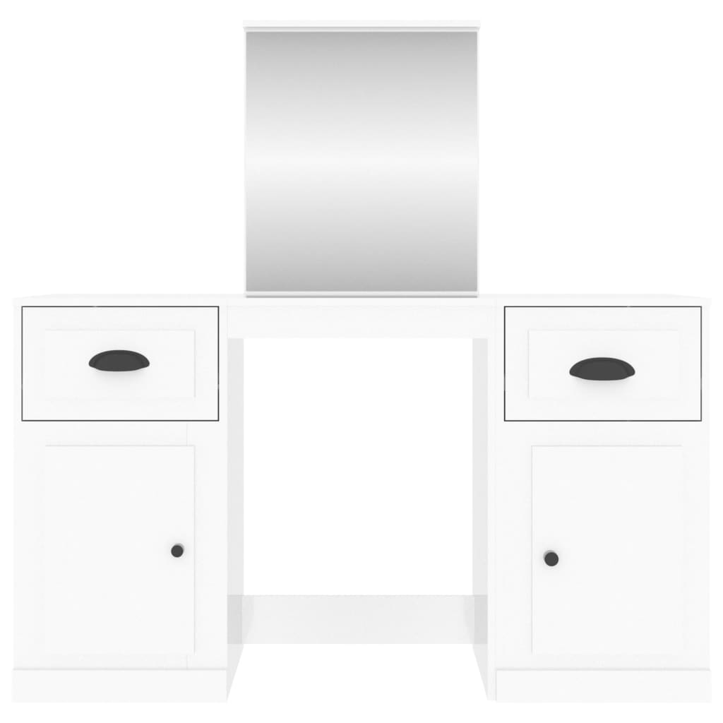 Dressing Table with Mirror High Gloss White 130x50x132.5 cm