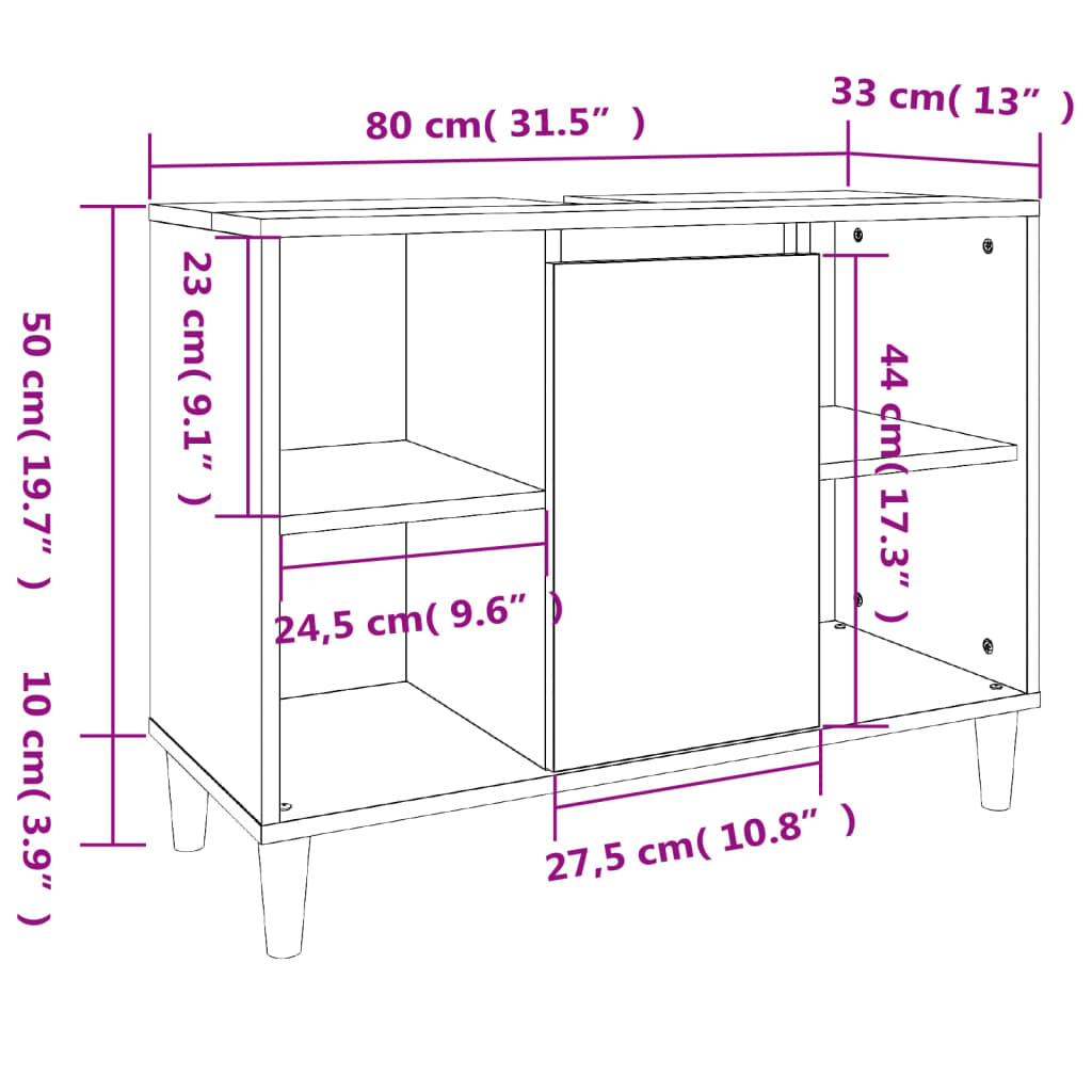 2 Piece Bathroom Furniture Set High Gloss White Engineered Wood