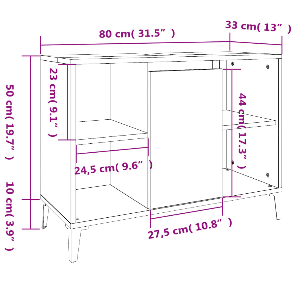 2 Piece Bathroom Furniture Set High Gloss White Engineered Wood