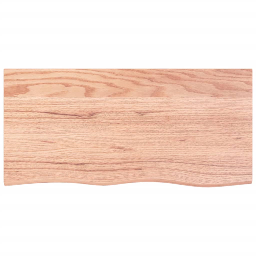 Table Top Light Brown 100x50x6 cm Treated Solid Wood Oak