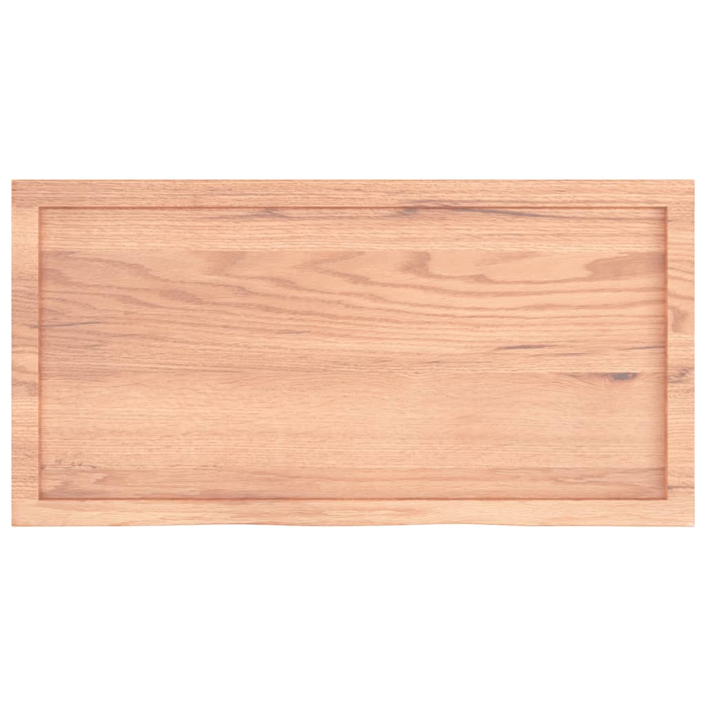 Table Top Light Brown 100x50x6 cm Treated Solid Wood Oak