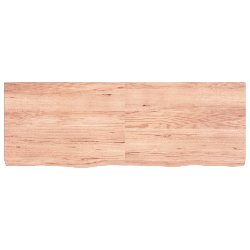 Table Top Light Brown 140x50x6 cm Treated Solid Wood Oak