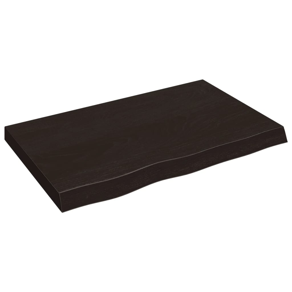 Table Top Dark Brown 80x50x6 cm Treated Solid Wood Oak