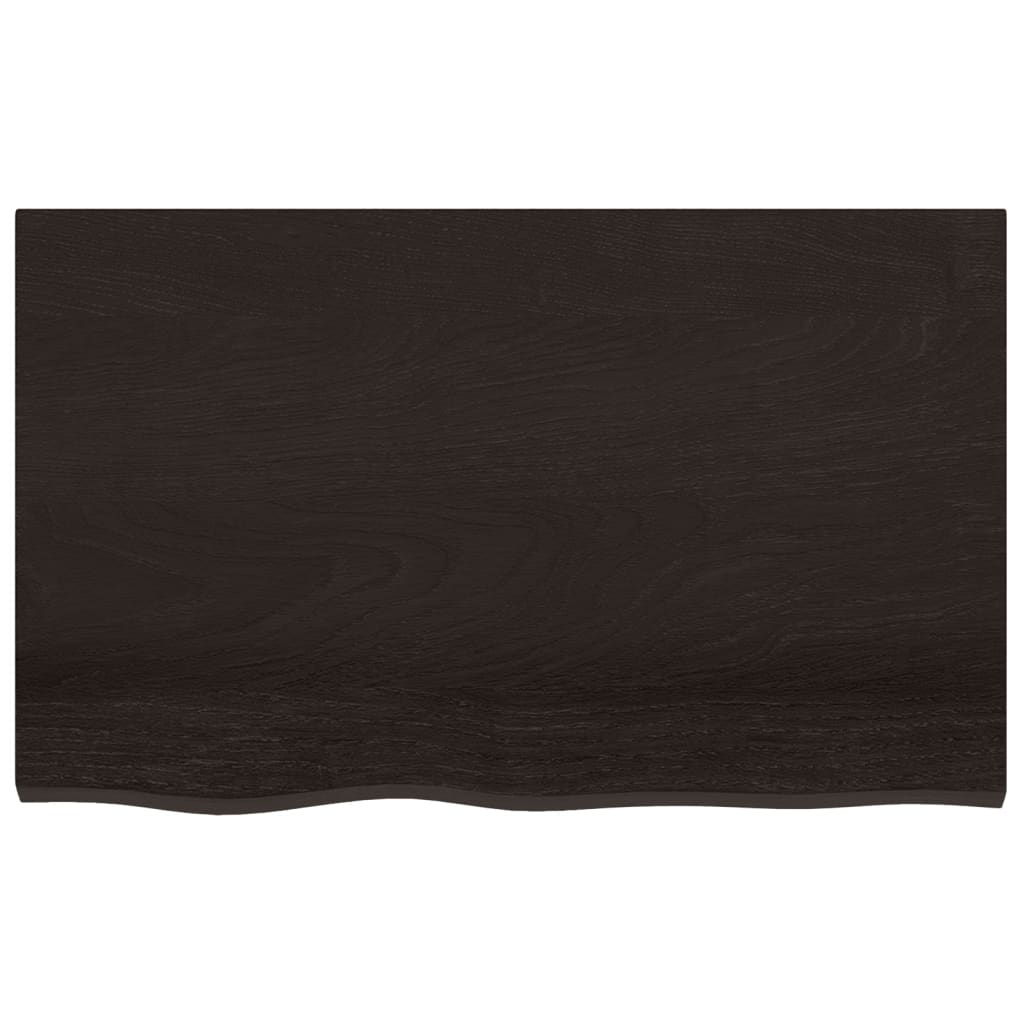 Table Top Dark Brown 80x50x6 cm Treated Solid Wood Oak