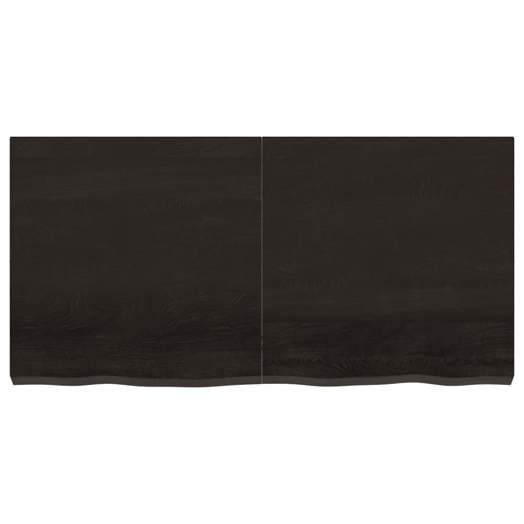 Table Top Dark Brown 120x60x6 cm Treated Solid Wood Oak