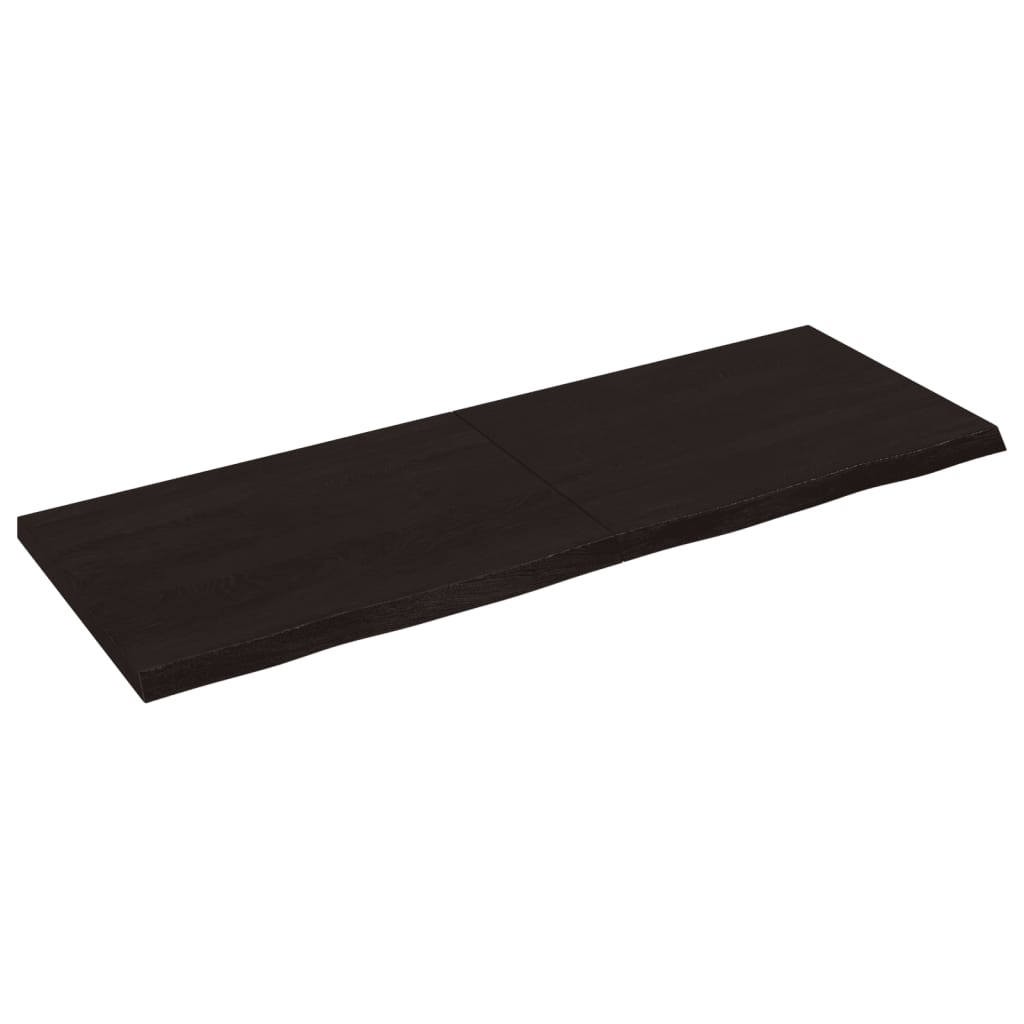 Table Top Dark Brown 140x50x4 cm Treated Solid Wood Oak