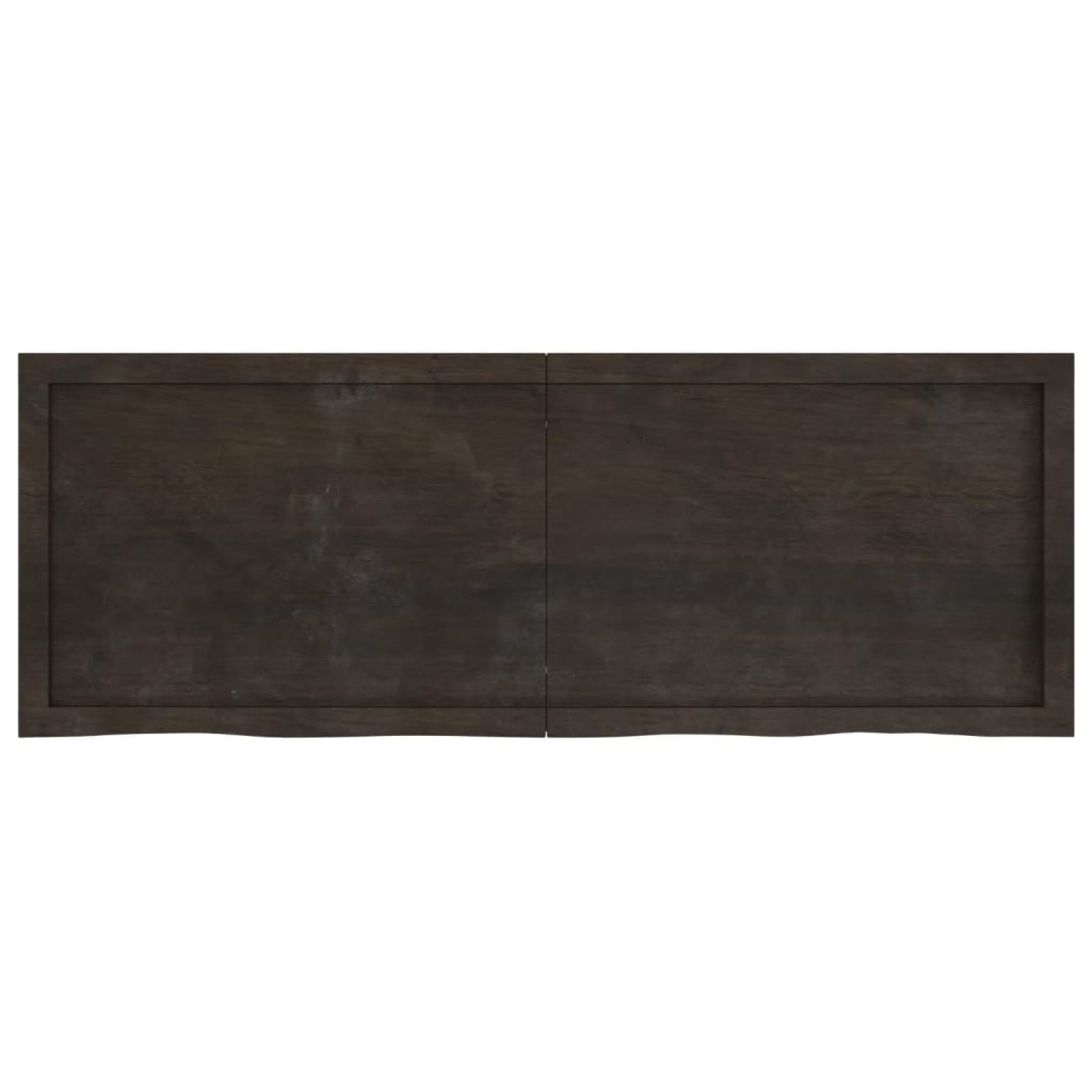 Table Top Dark Brown 140x50x4 cm Treated Solid Wood Oak