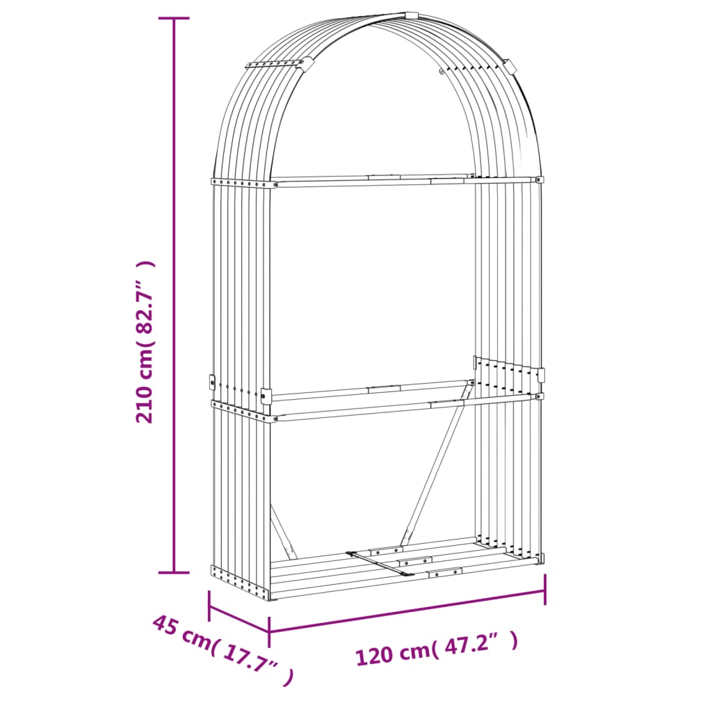 Log Holder Anthracite 120x45x210 cm Galvanised Steel