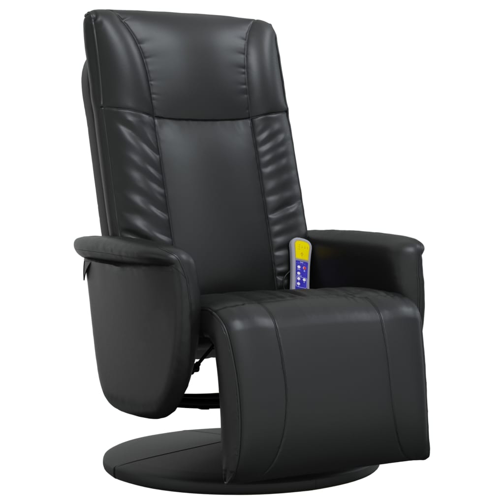 Massage Recliner Chair with Footrest Black Faux Leather