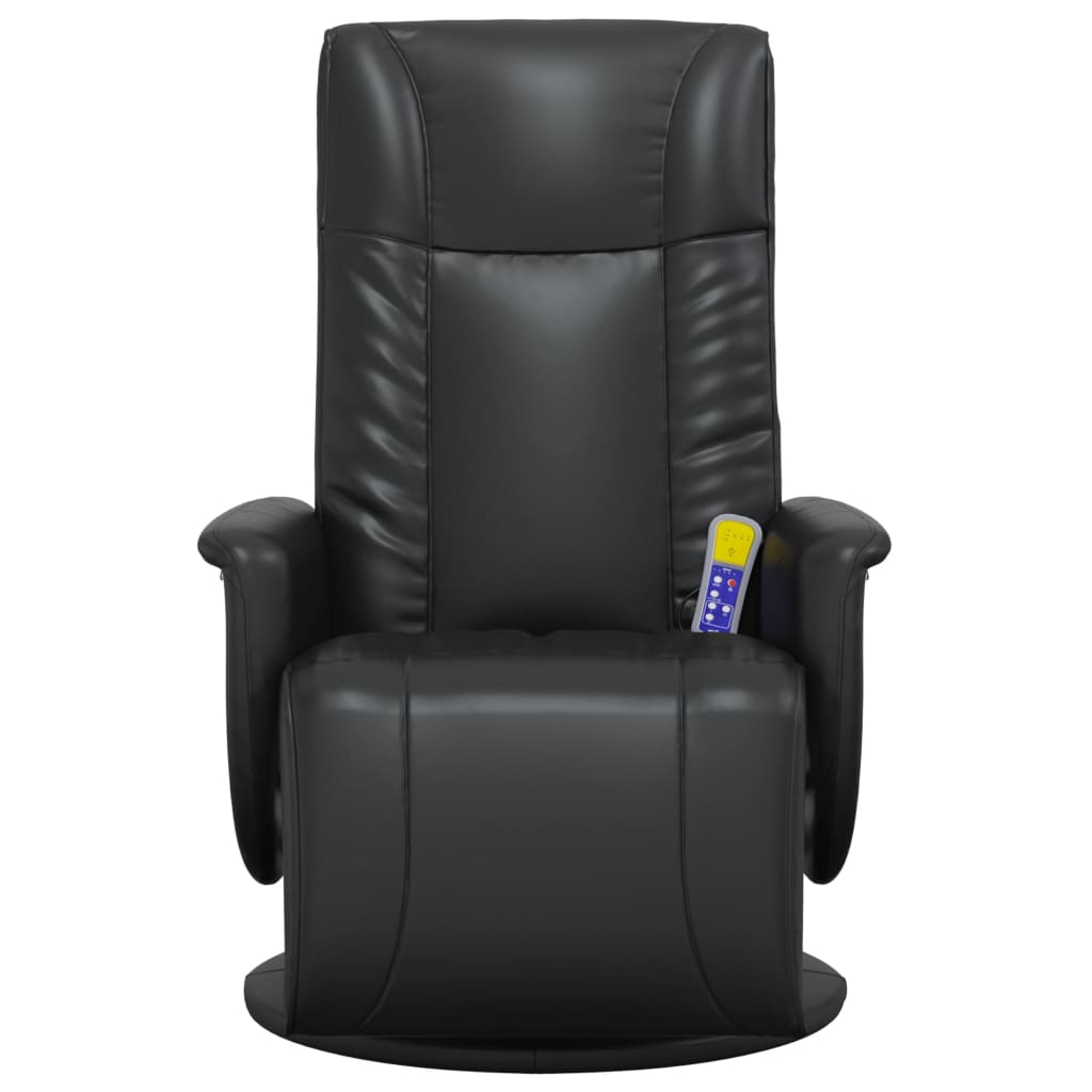 Massage Recliner Chair with Footrest Black Faux Leather