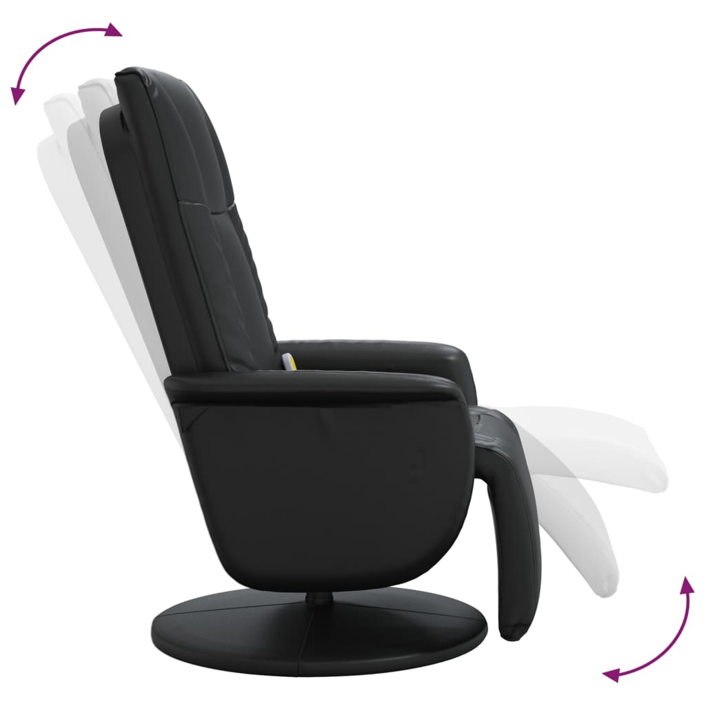 Massage Recliner Chair with Footrest Black Faux Leather