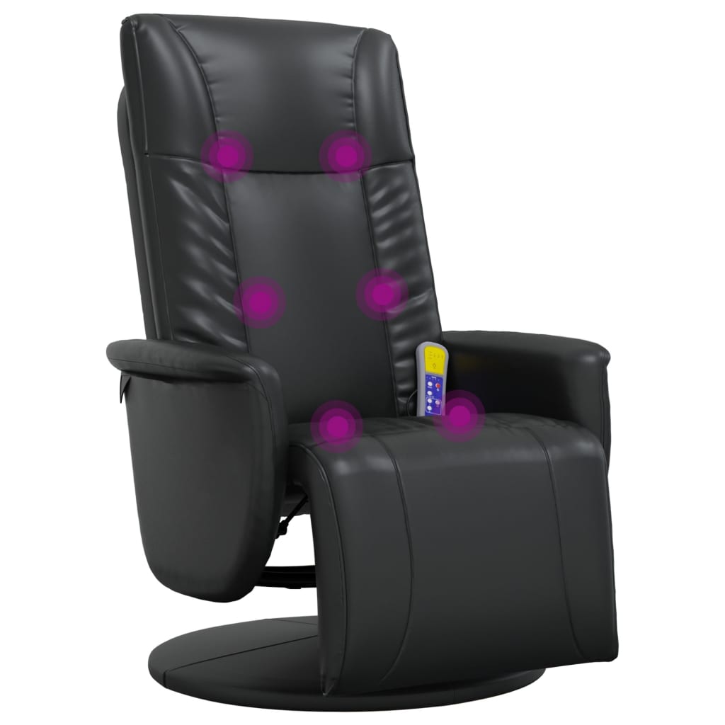 Massage Recliner Chair with Footrest Black Faux Leather