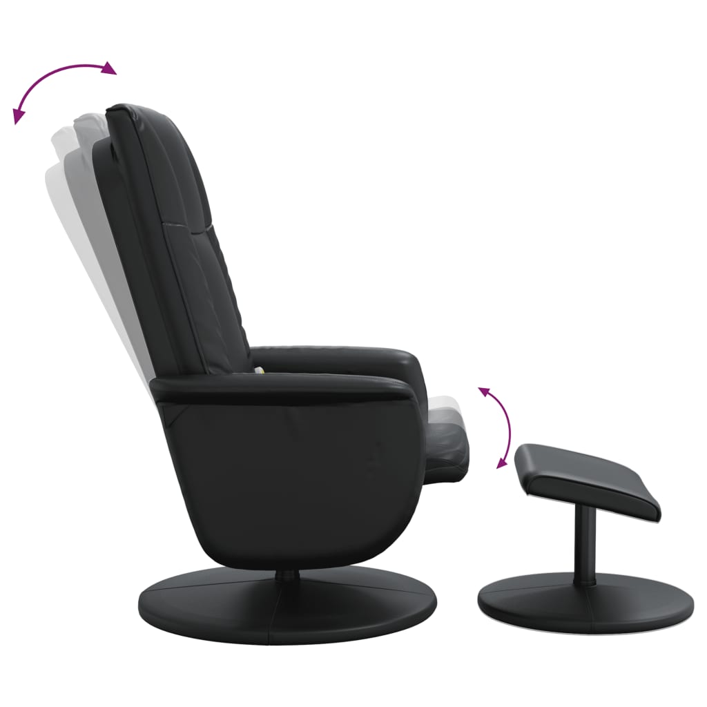 Massage Recliner Chair with Footstool Black Faux Leather