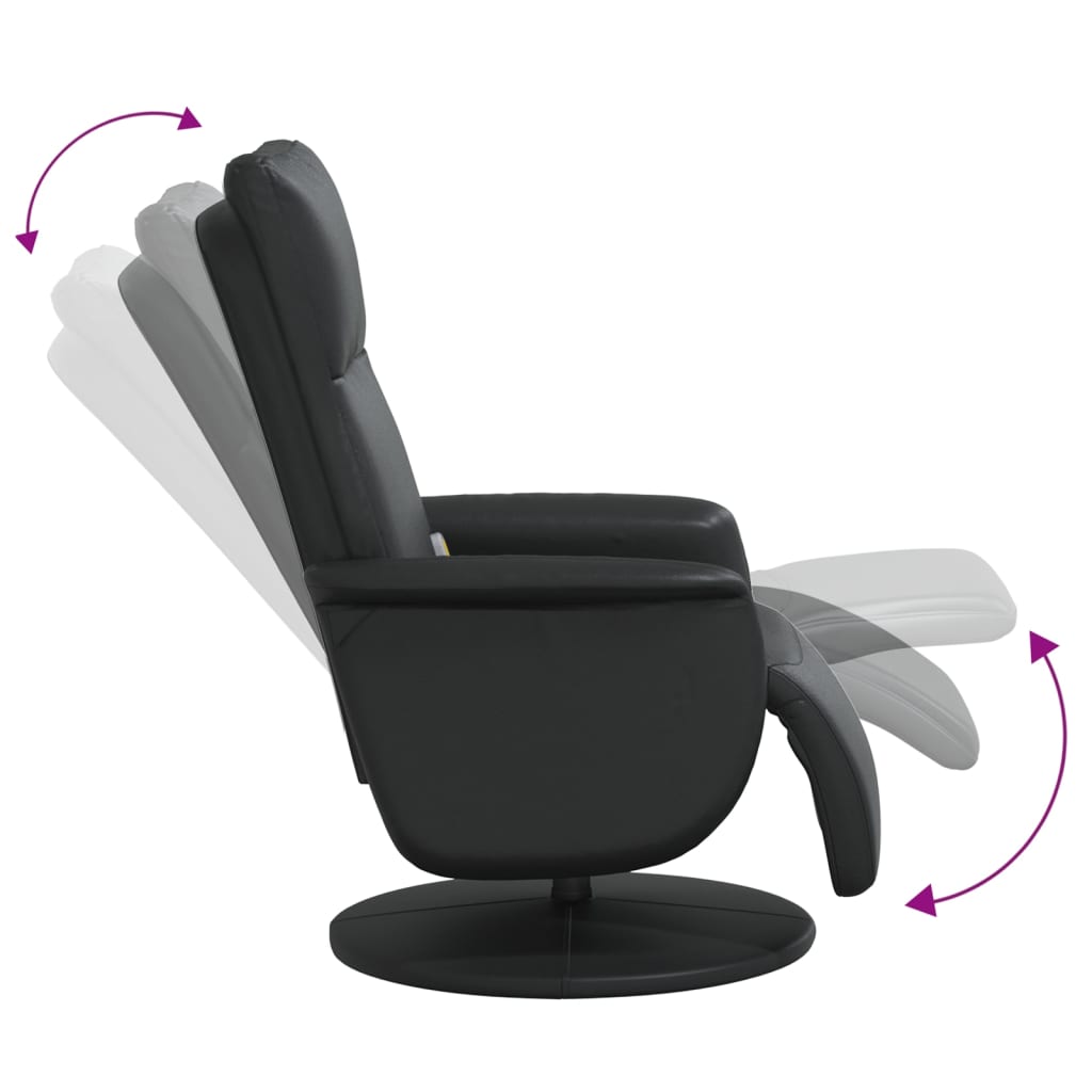 Massage Recliner Chair with Footrest Black Faux Leather