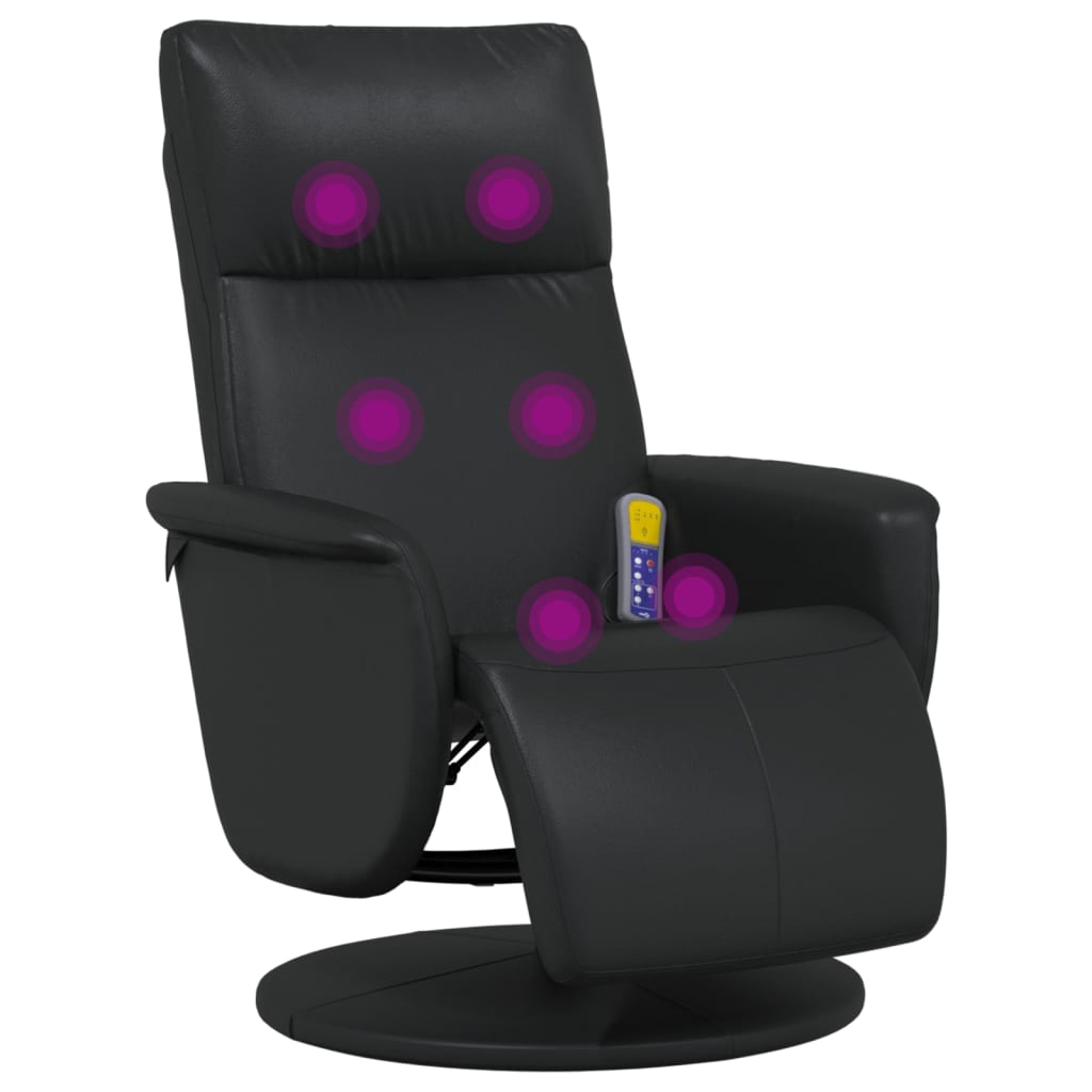 Massage Recliner Chair with Footrest Black Faux Leather