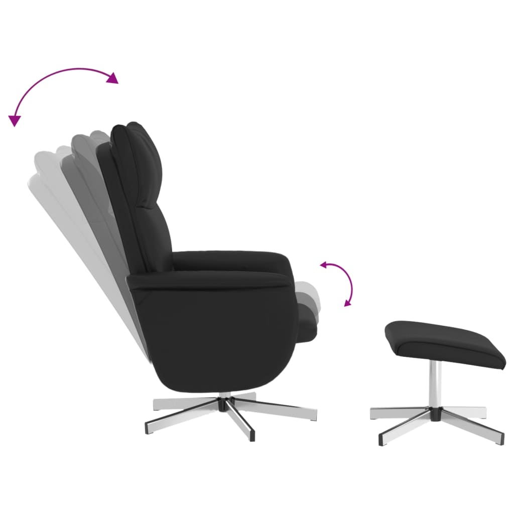 Massage Recliner Chair with Footstool Black Faux Leather