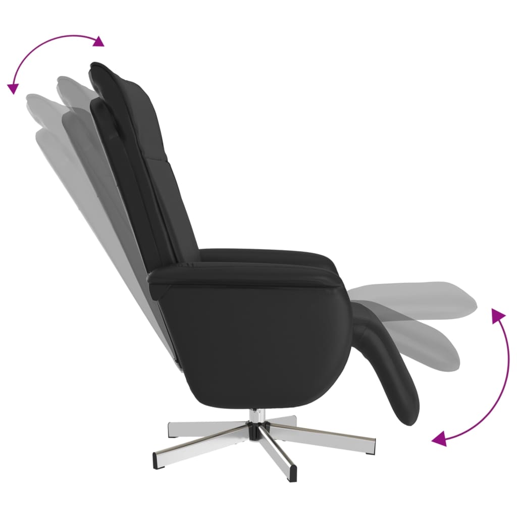 Massage Recliner Chair with Footrest Black Faux Leather