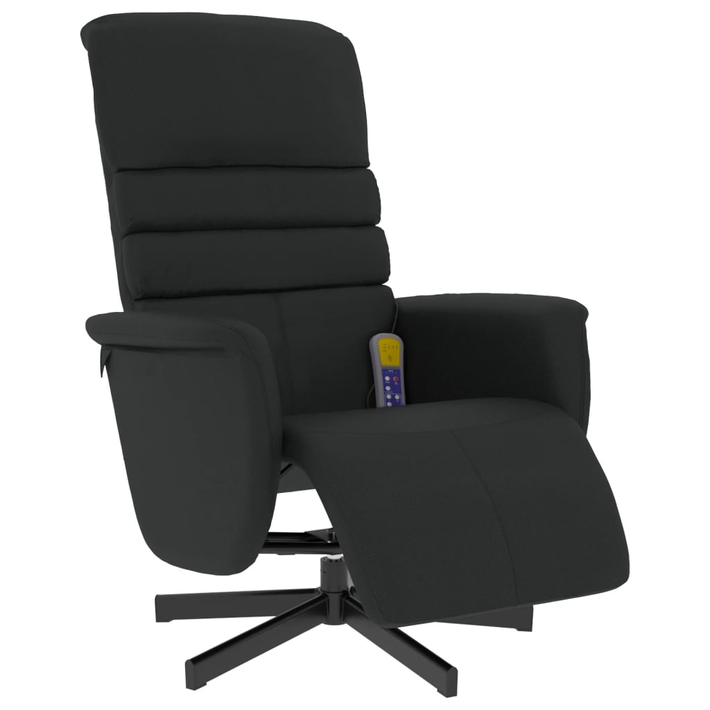 Massage Recliner Chair with Footrest Black Faux Leather
