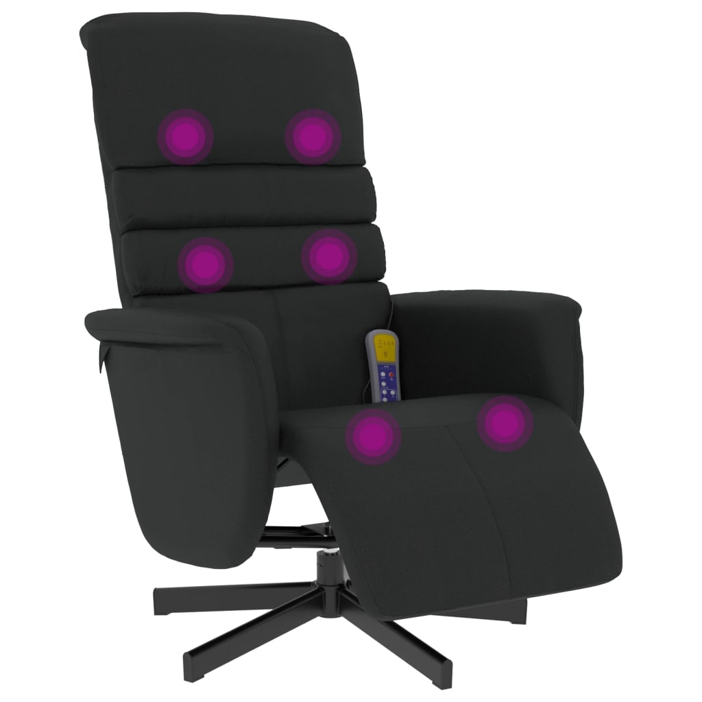 Massage Recliner Chair with Footrest Black Faux Leather