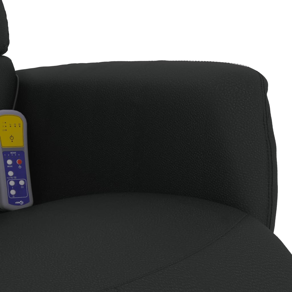 Massage Recliner Chair with Footrest Black Faux Leather