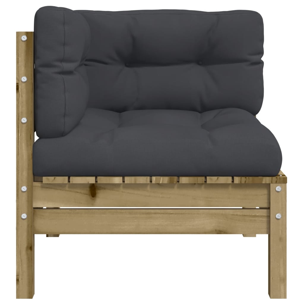 Garden Sofa Corner with Cushions 2 pcs Impregnated Wood Pine