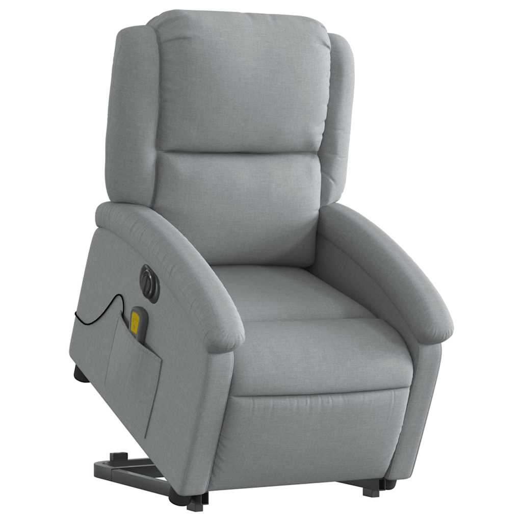 Electric Stand up Massage Recliner Chair Light Grey Fabric