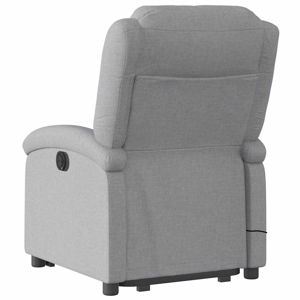 Electric Stand up Massage Recliner Chair Light Grey Fabric