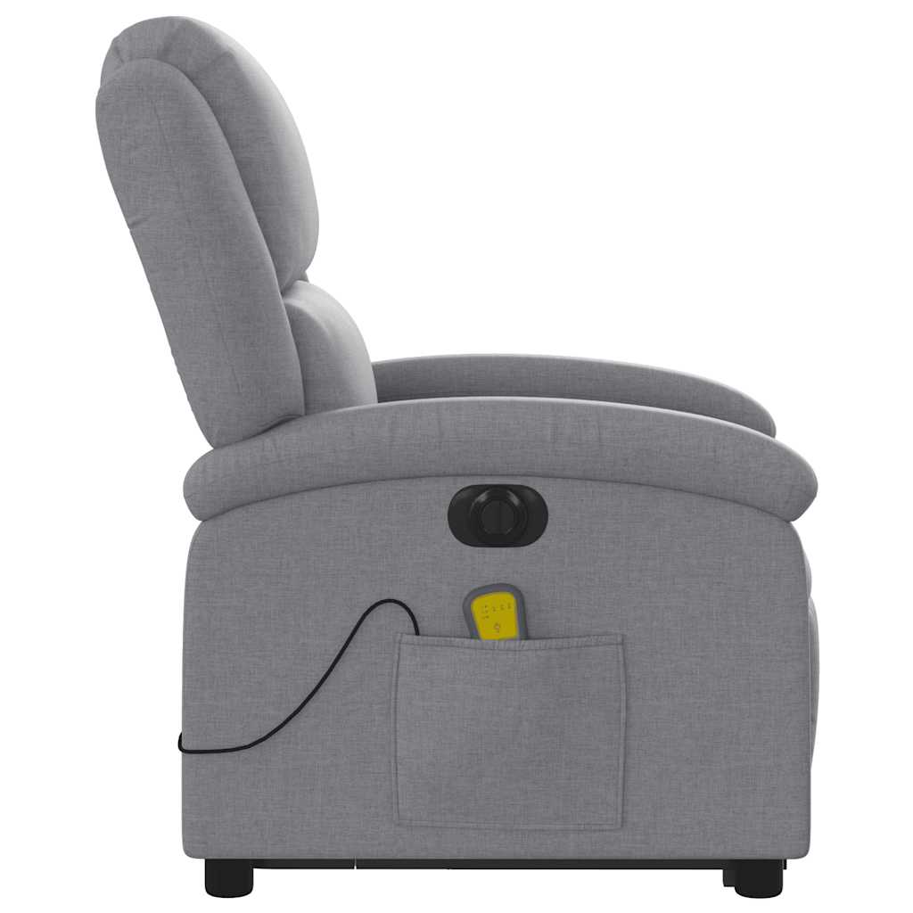 Electric Stand up Massage Recliner Chair Light Grey Fabric