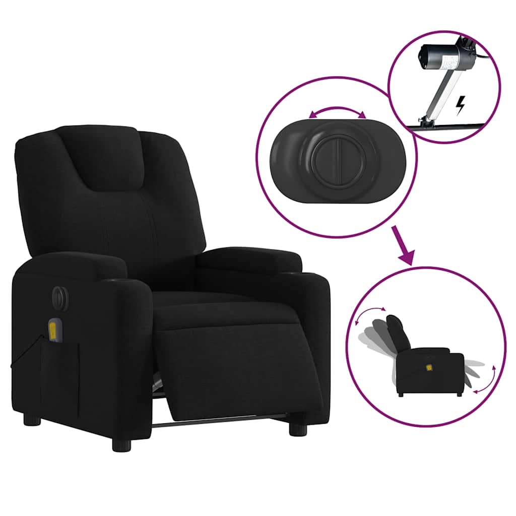 Electric Massage Recliner Chair Black Fabric