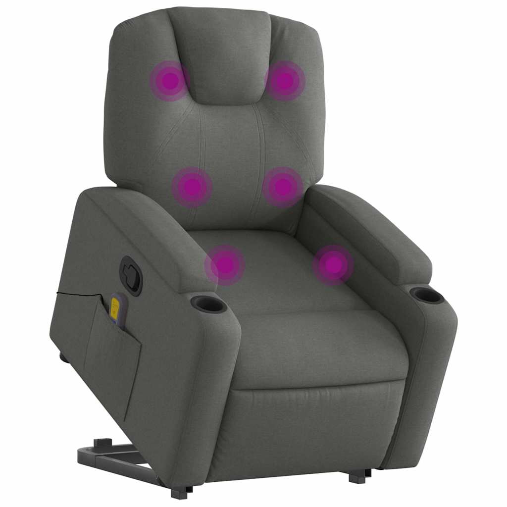 Stand up Massage Recliner Chair Dark Grey Fabric