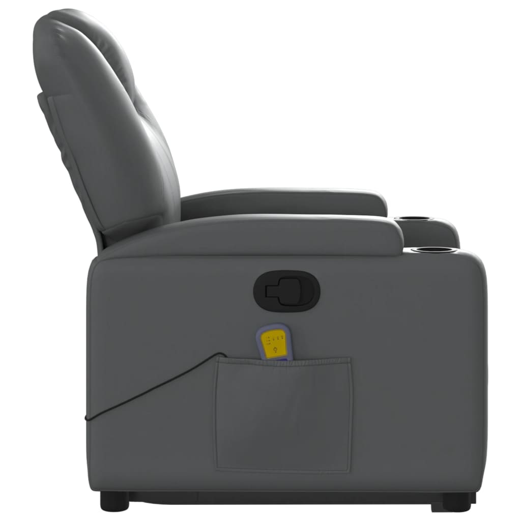 Stand up Massage Recliner Chair Grey Faux Leather
