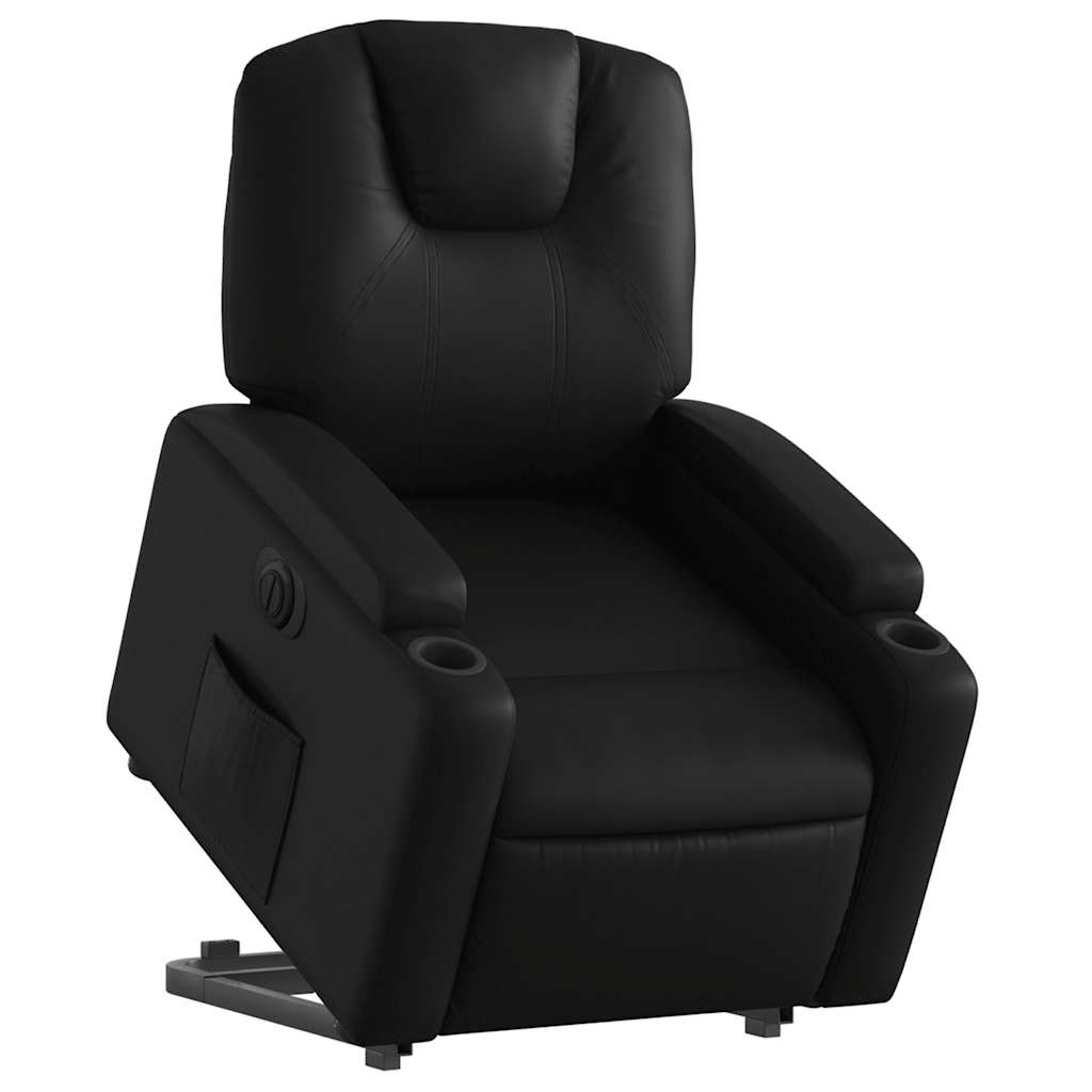 Electric Stand up Recliner Chair Black Faux Leather