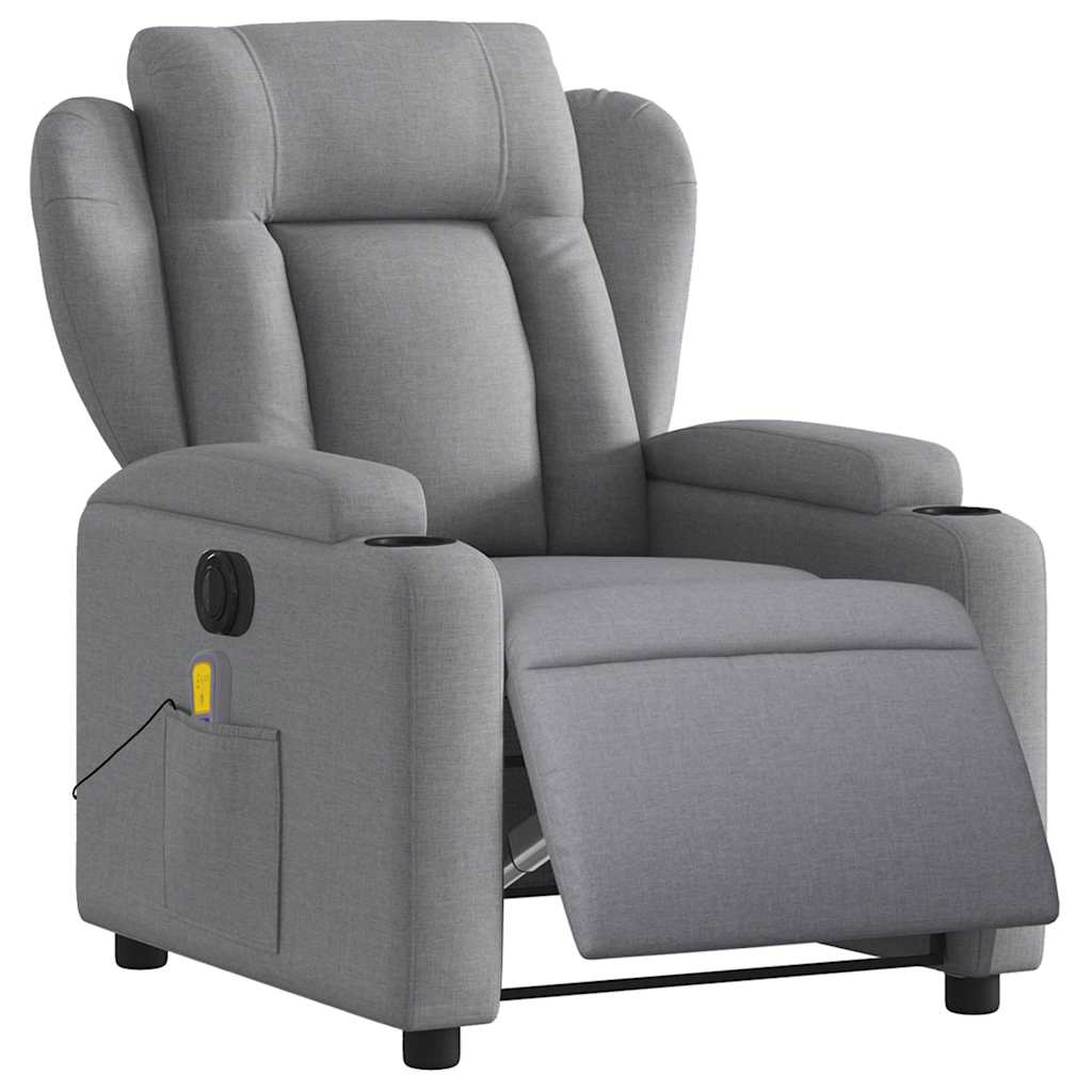 Electric Massage Recliner Chair Light Grey Fabric