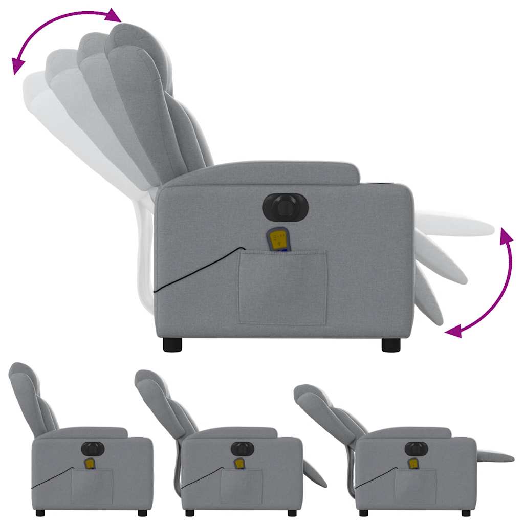 Electric Massage Recliner Chair Light Grey Fabric